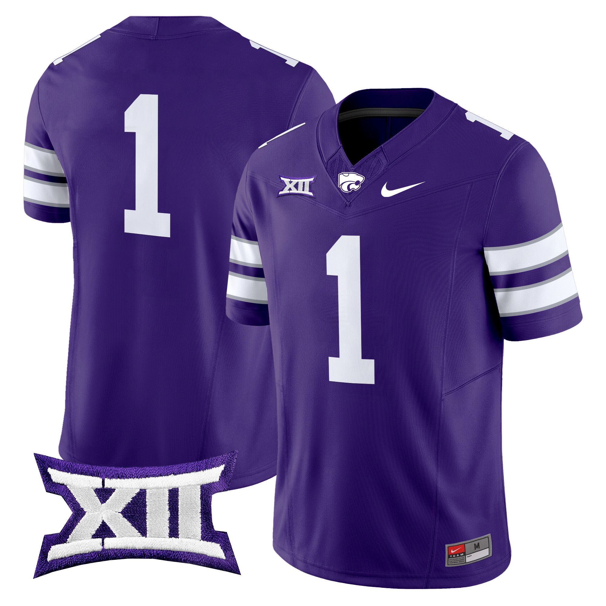 Men Kansas State Wildcats #1 No Name Purple Nike 2024 Vapor Limited NCAA Jersey style 1